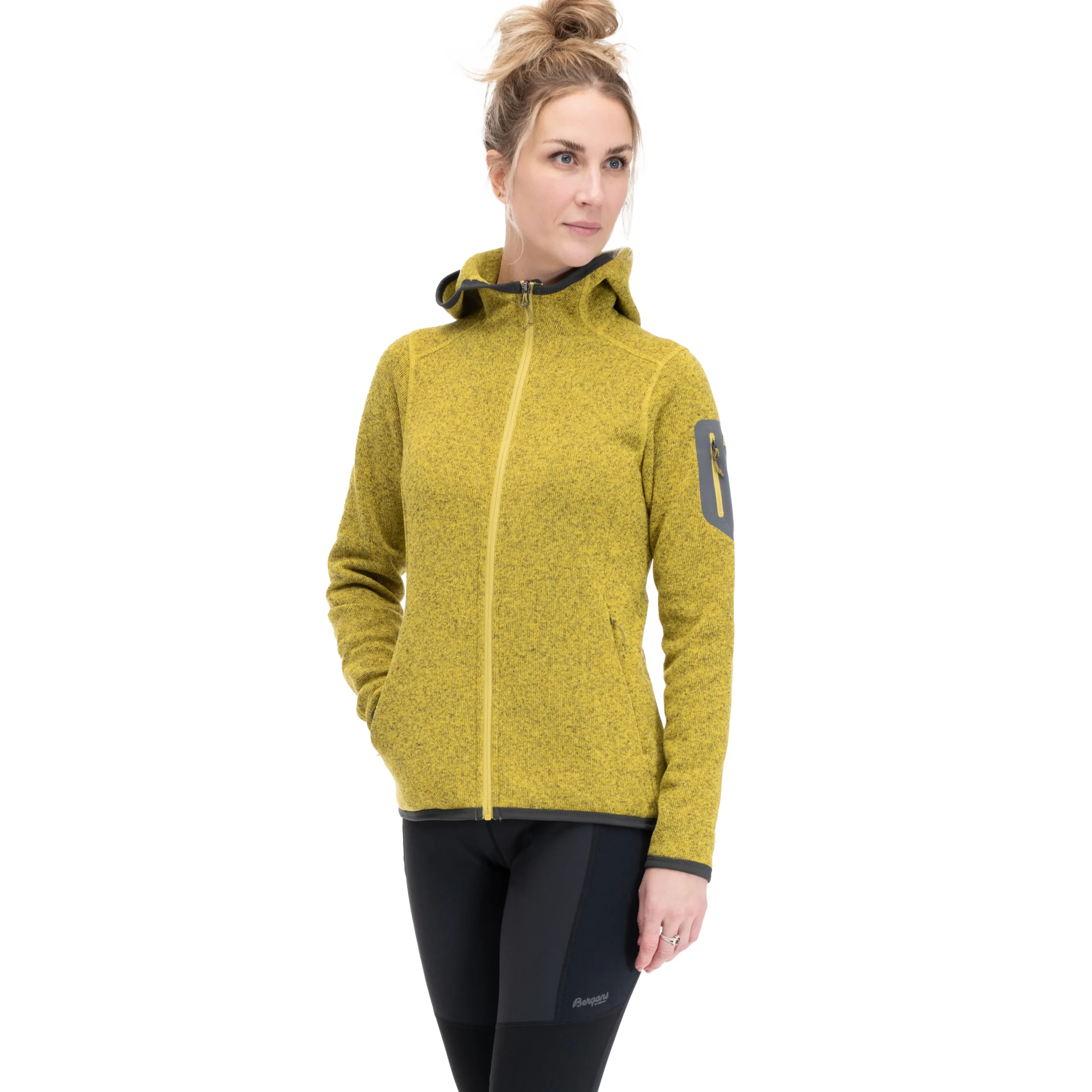 Clearance Bergans Kamphaug Knitted W Hoodie - Light Olive Green