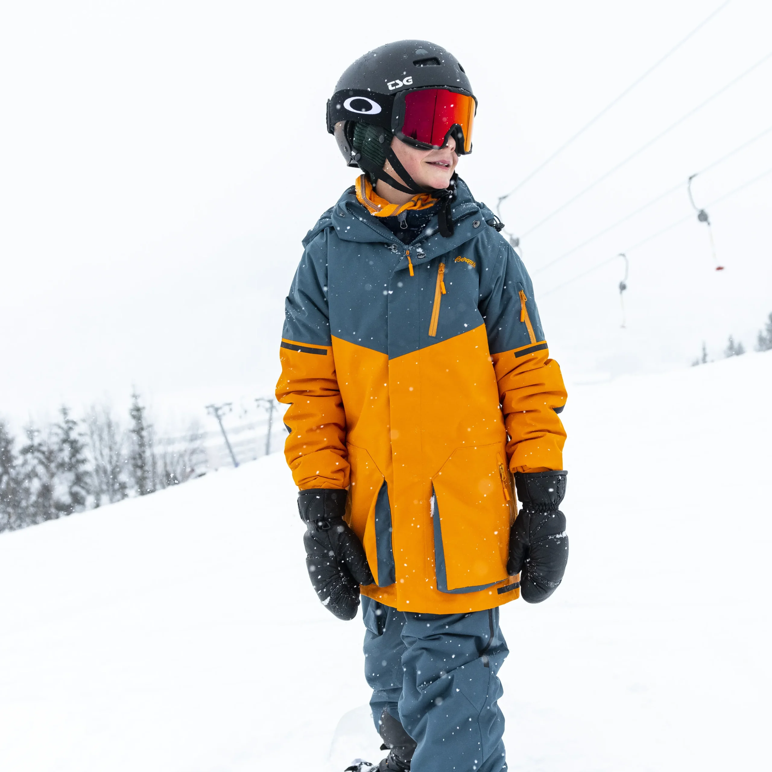 Fashion Bergans Knyken Insulated Youth Jacket - Cloudberry Yellow / Orion Blue