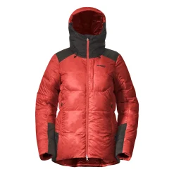 Shop Bergans Magma Warm Down Jacket W/Hood Women - Chianti Red / Black