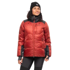Shop Bergans Magma Warm Down Jacket W/Hood Women - Chianti Red / Black