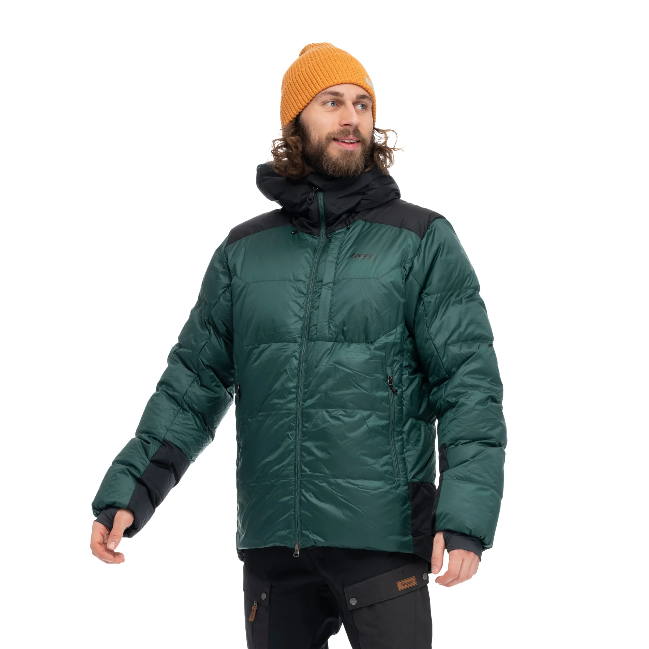 Store Bergans Magma Warm Down Jacket W/Hood Men - Duke Green / Black