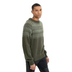 Shop Bergans Nordmarka Merino Jumper Men - Dark Green Mud / Light Green Mud