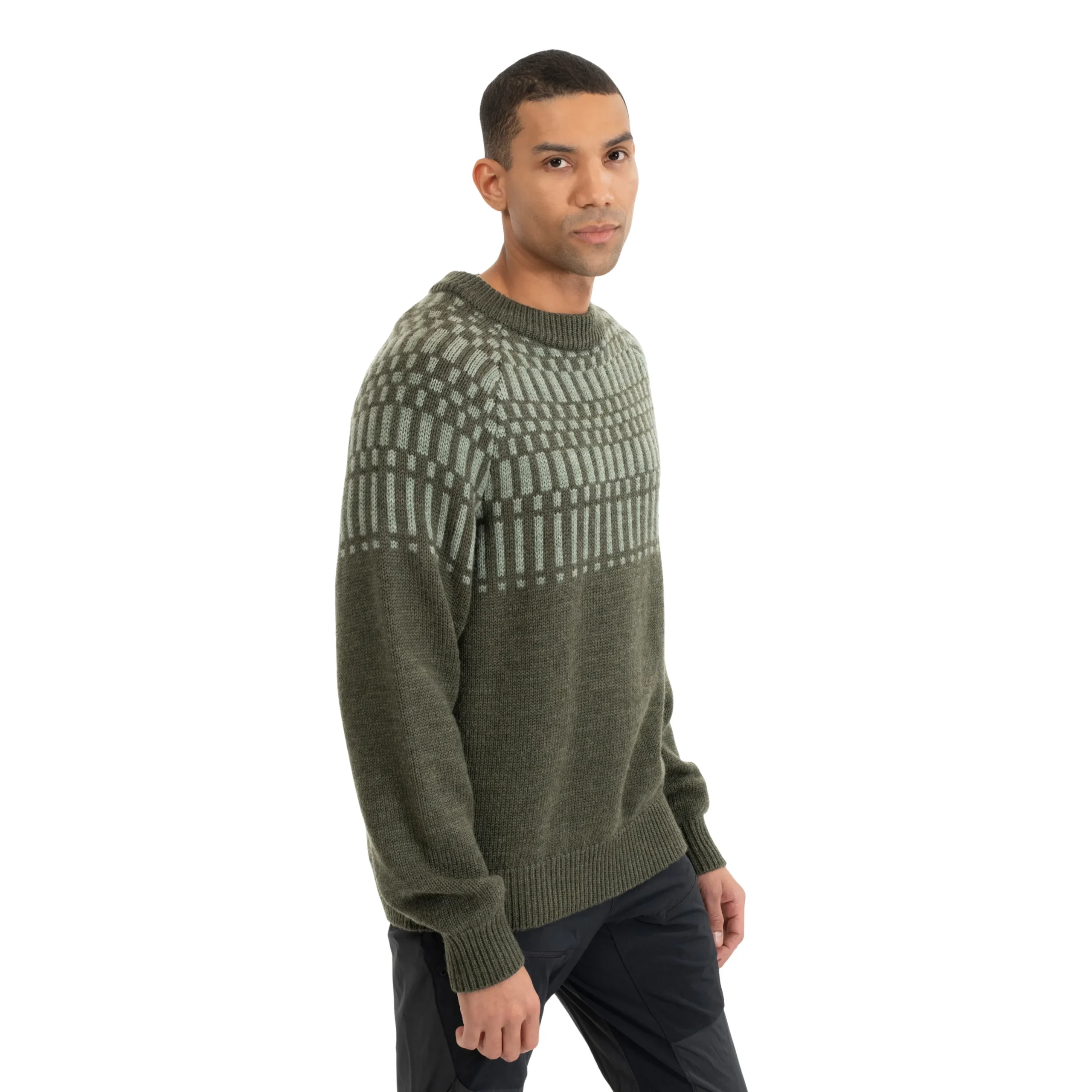 Shop Bergans Nordmarka Merino Jumper Men - Dark Green Mud / Light Green Mud