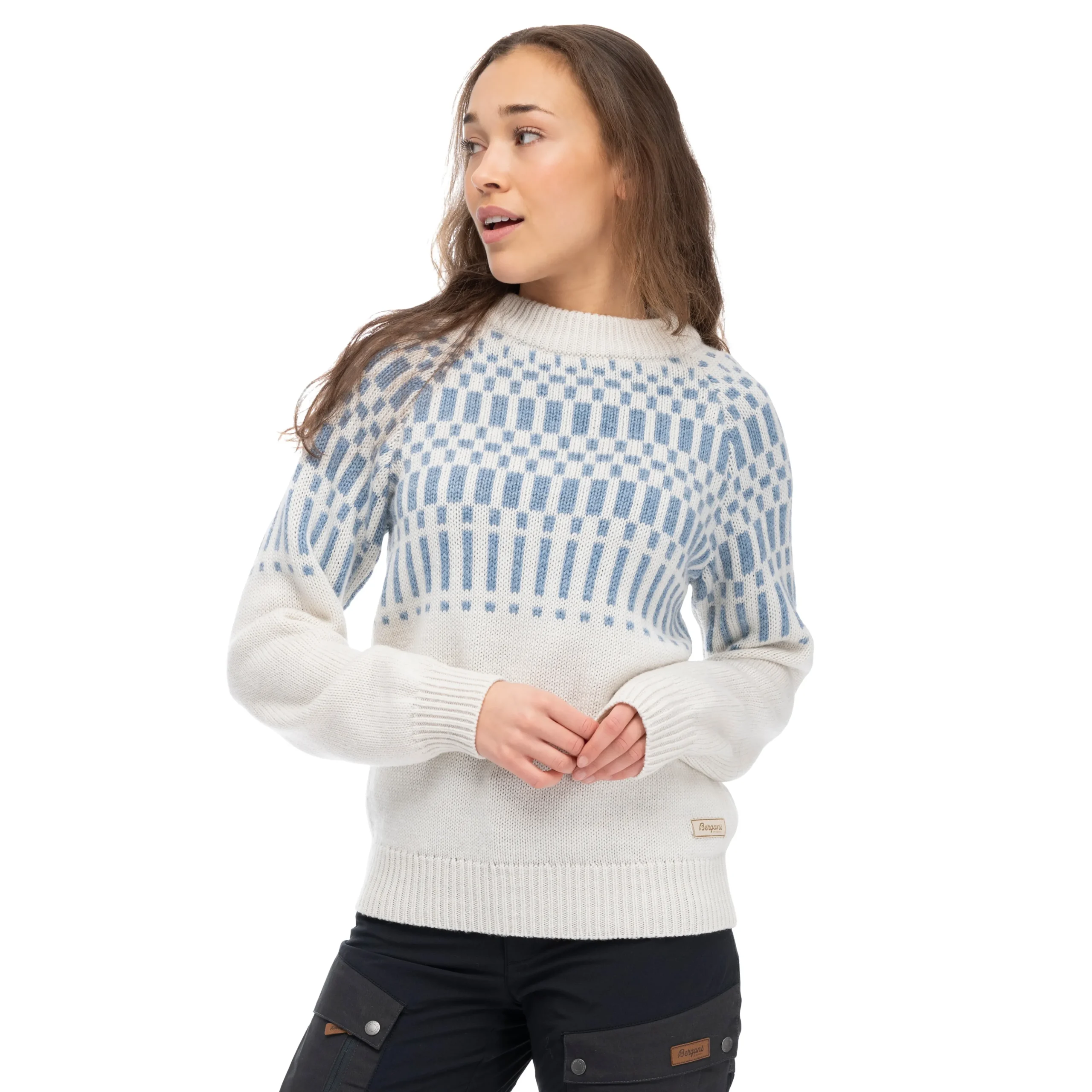 Hot Bergans Nordmarka Merino Jumper Women - Vanilla White / Husky Blue