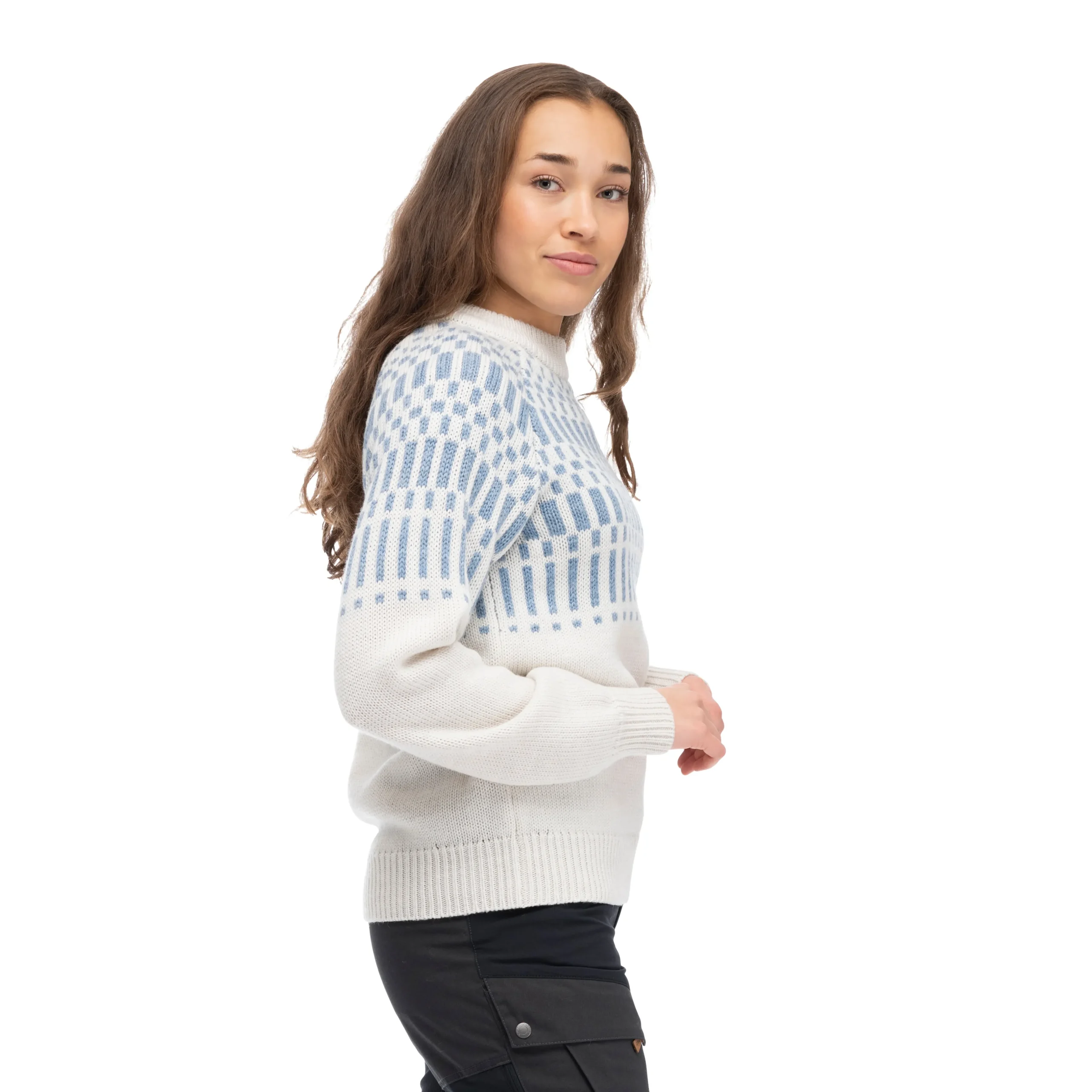 Hot Bergans Nordmarka Merino Jumper Women - Vanilla White / Husky Blue