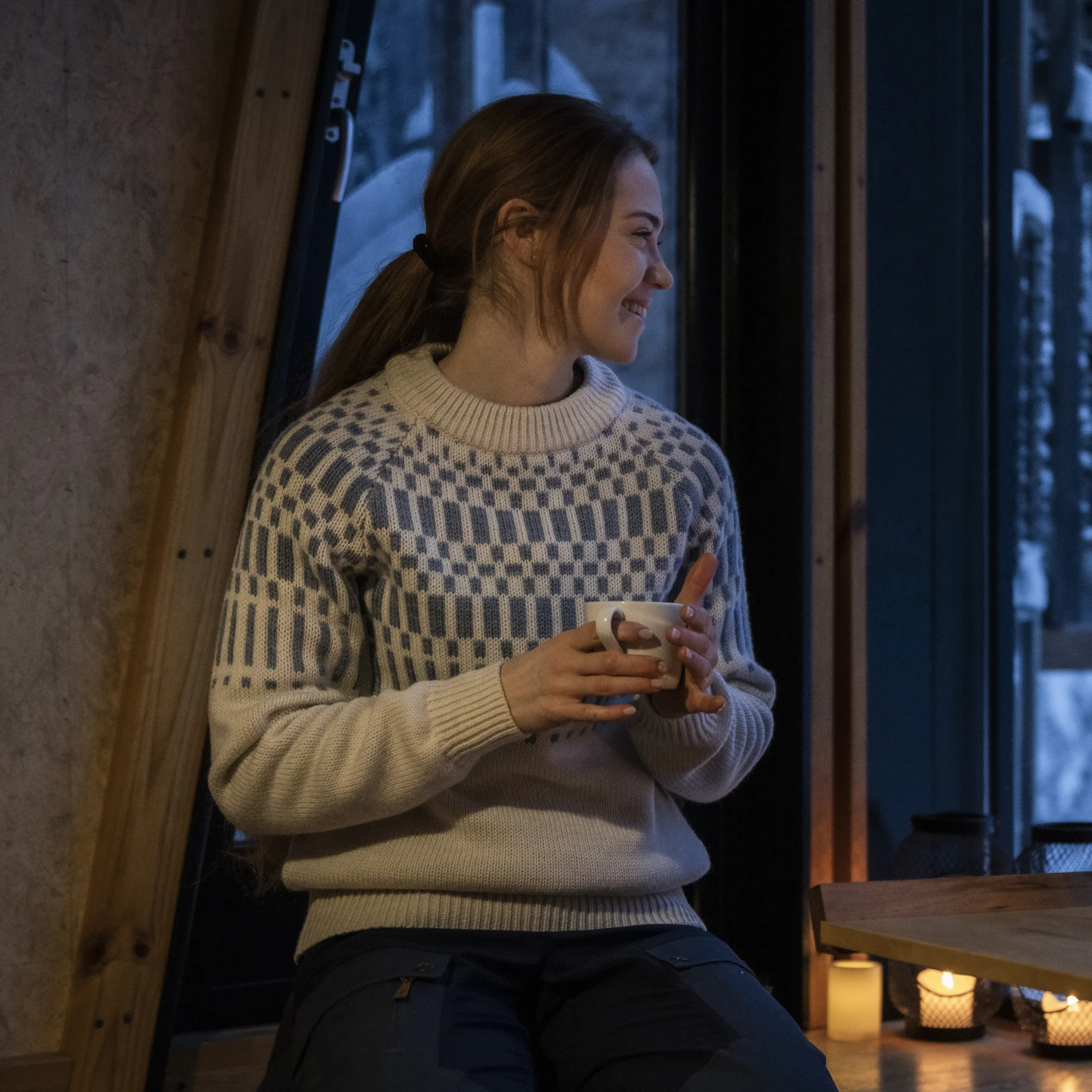 Hot Bergans Nordmarka Merino Jumper Women - Vanilla White / Husky Blue