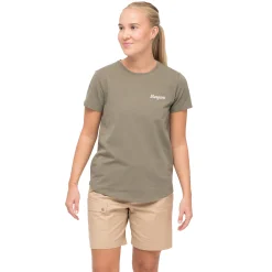 Sale Bergans Nordmarka Organic Cotton Print Tee Women - Green Mud