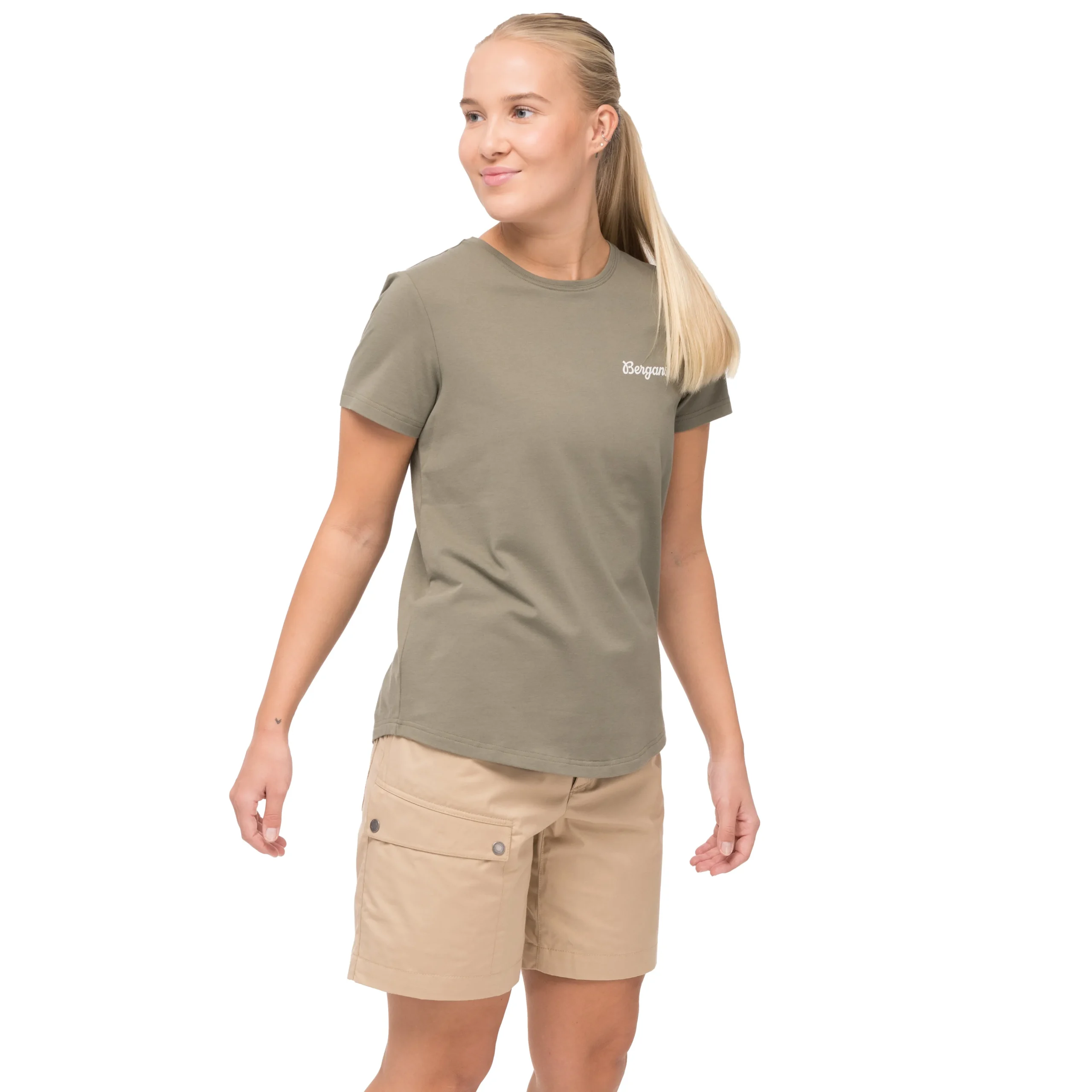 Sale Bergans Nordmarka Organic Cotton Print Tee Women - Green Mud