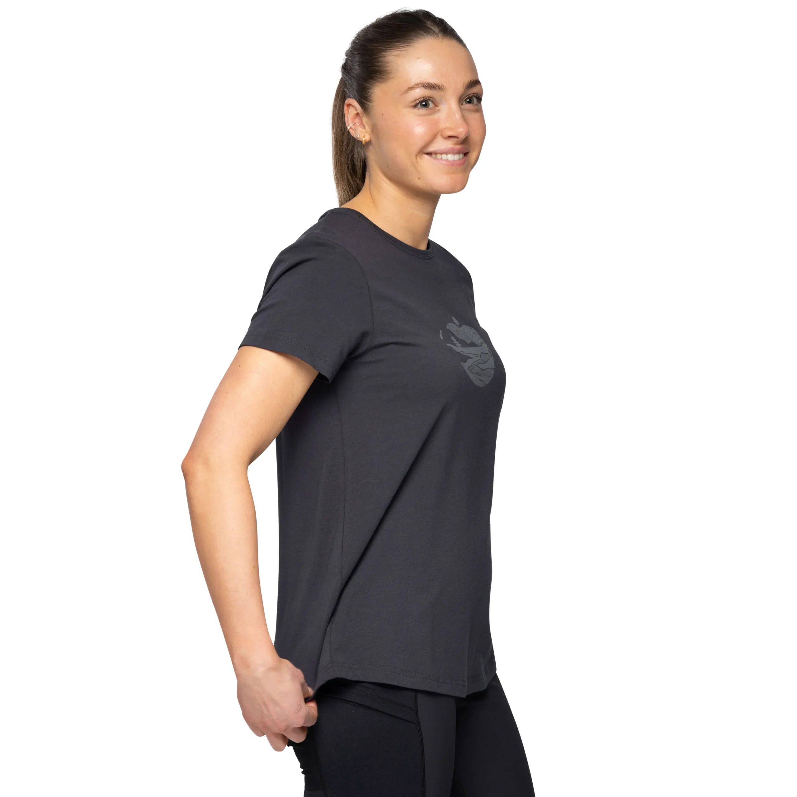 Cheap Bergans Nordmarka Organic Cotton Print Tee Women - Dark Shadow Grey / Dark Shadow Grey Sunset