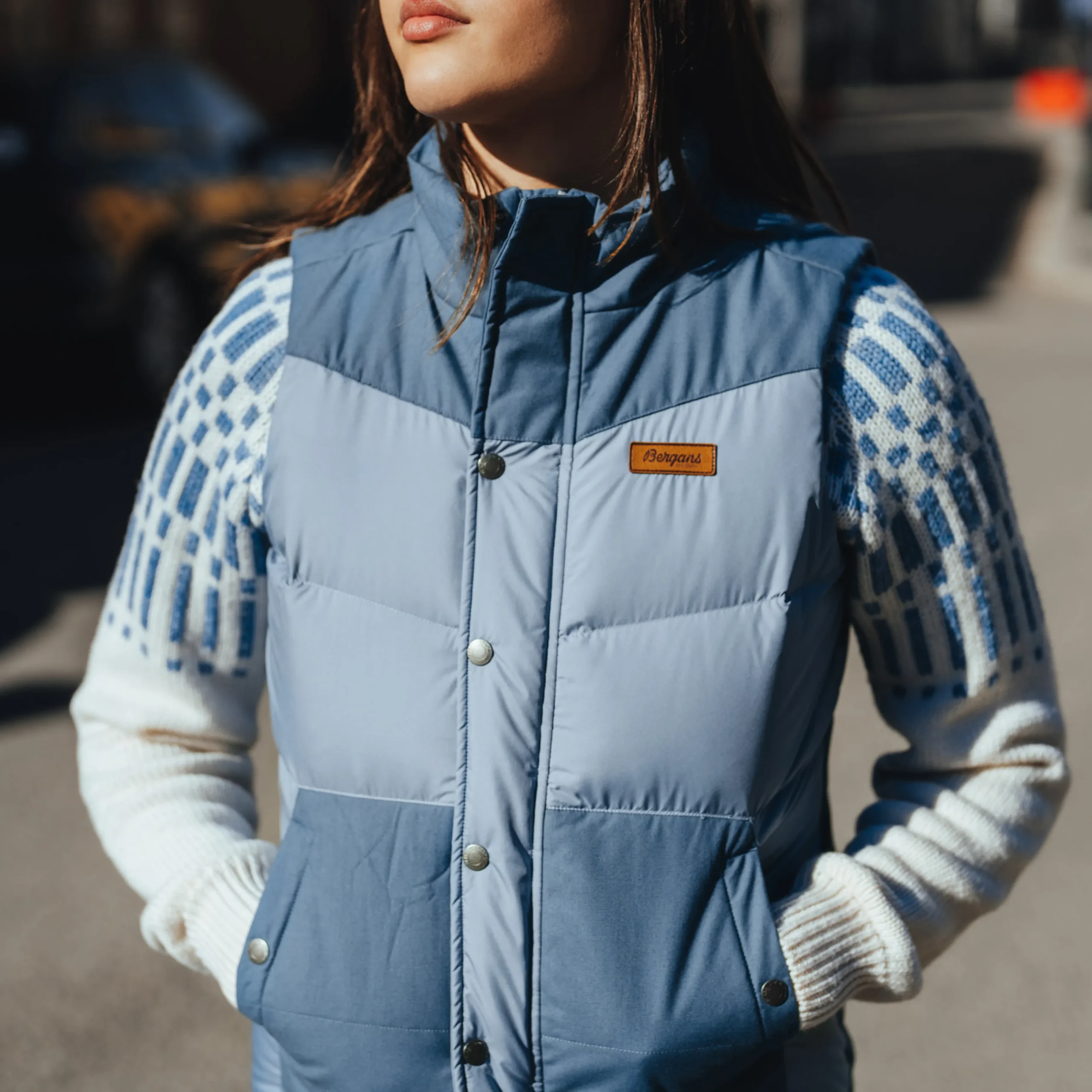 Sale Bergans Nordmarka Outdoor Down Vest Women - Husky Blue / Orion Blue