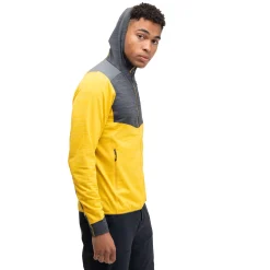 Shop Bergans Rabot Active Mid Hood Jacket - Light Golden Yellow / Solid Charcoal