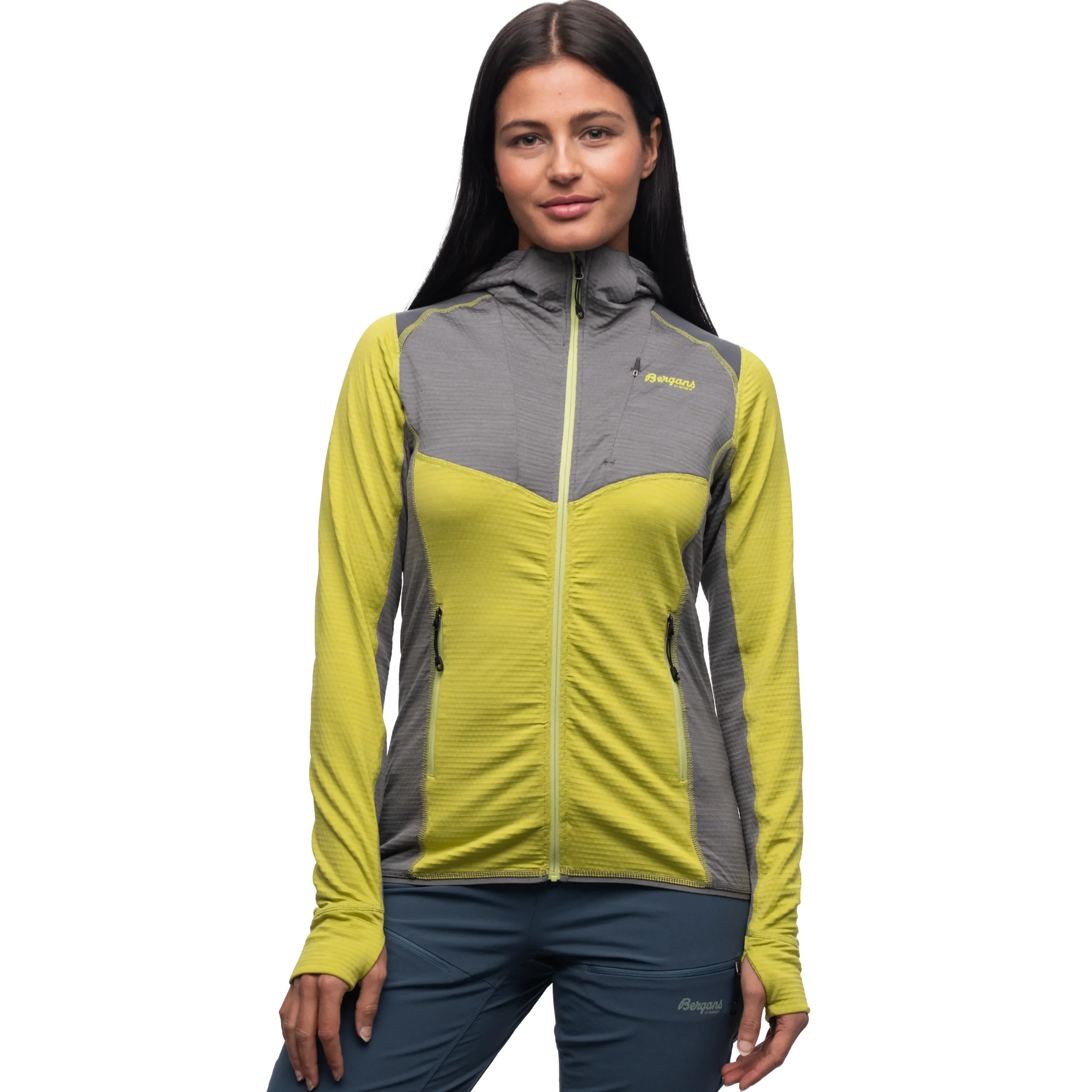 Clearance Bergans Rabot Active Mid Hood W Jacket - Green Oasis / Solid Grey