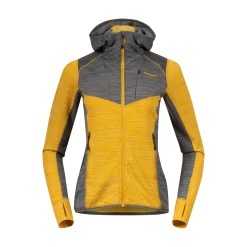 Clearance Bergans Rabot Active Mid Hood W Jacket - Light Golden Yellow / Solid Grey