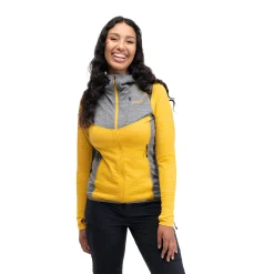 Clearance Bergans Rabot Active Mid Hood W Jacket - Light Golden Yellow / Solid Grey