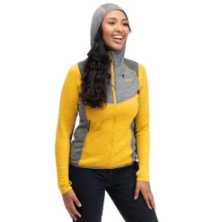 Clearance Bergans Rabot Active Mid Hood W Jacket - Light Golden Yellow / Solid Grey