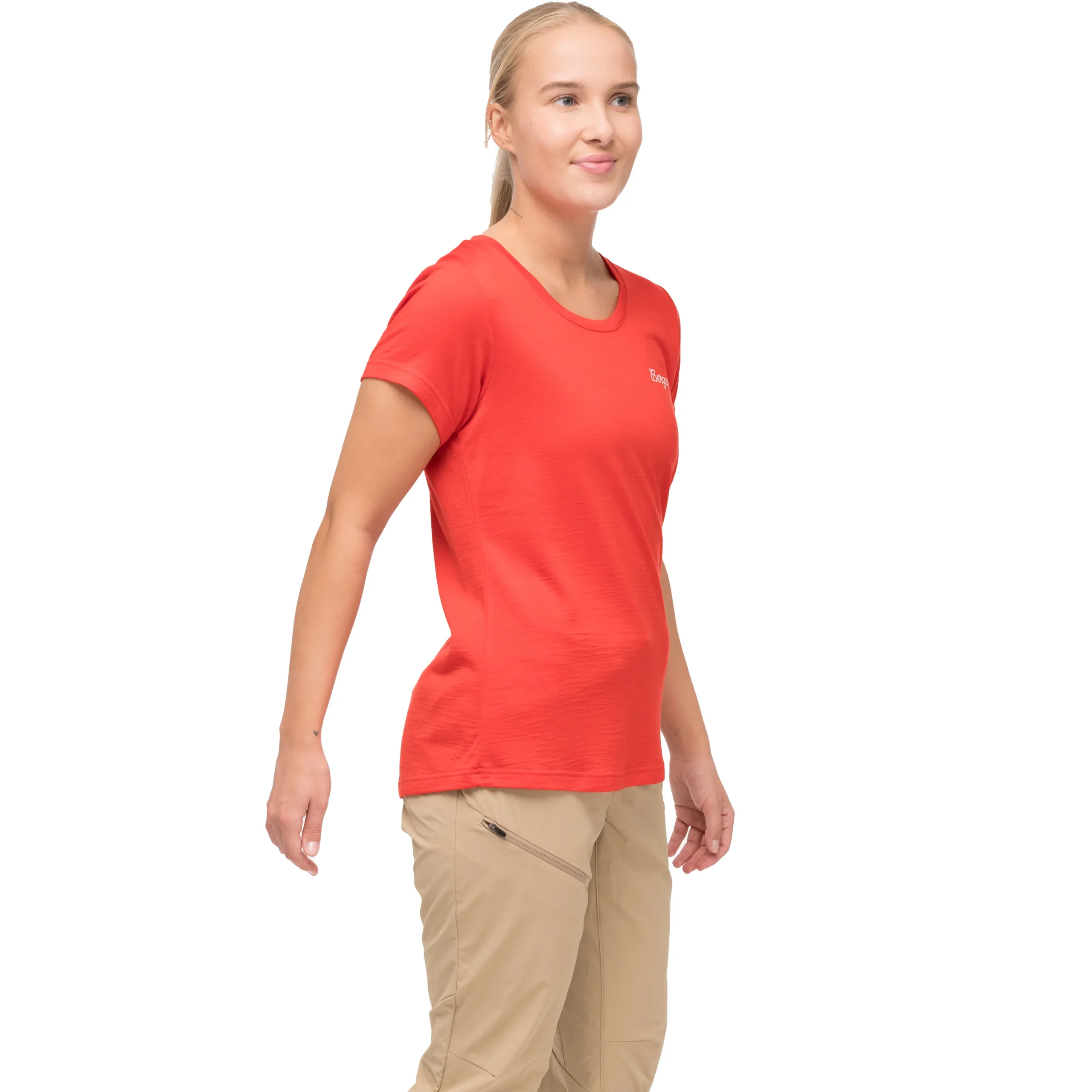 Sale Bergans Rabot Emblem Wool Tee Women - Fire Red