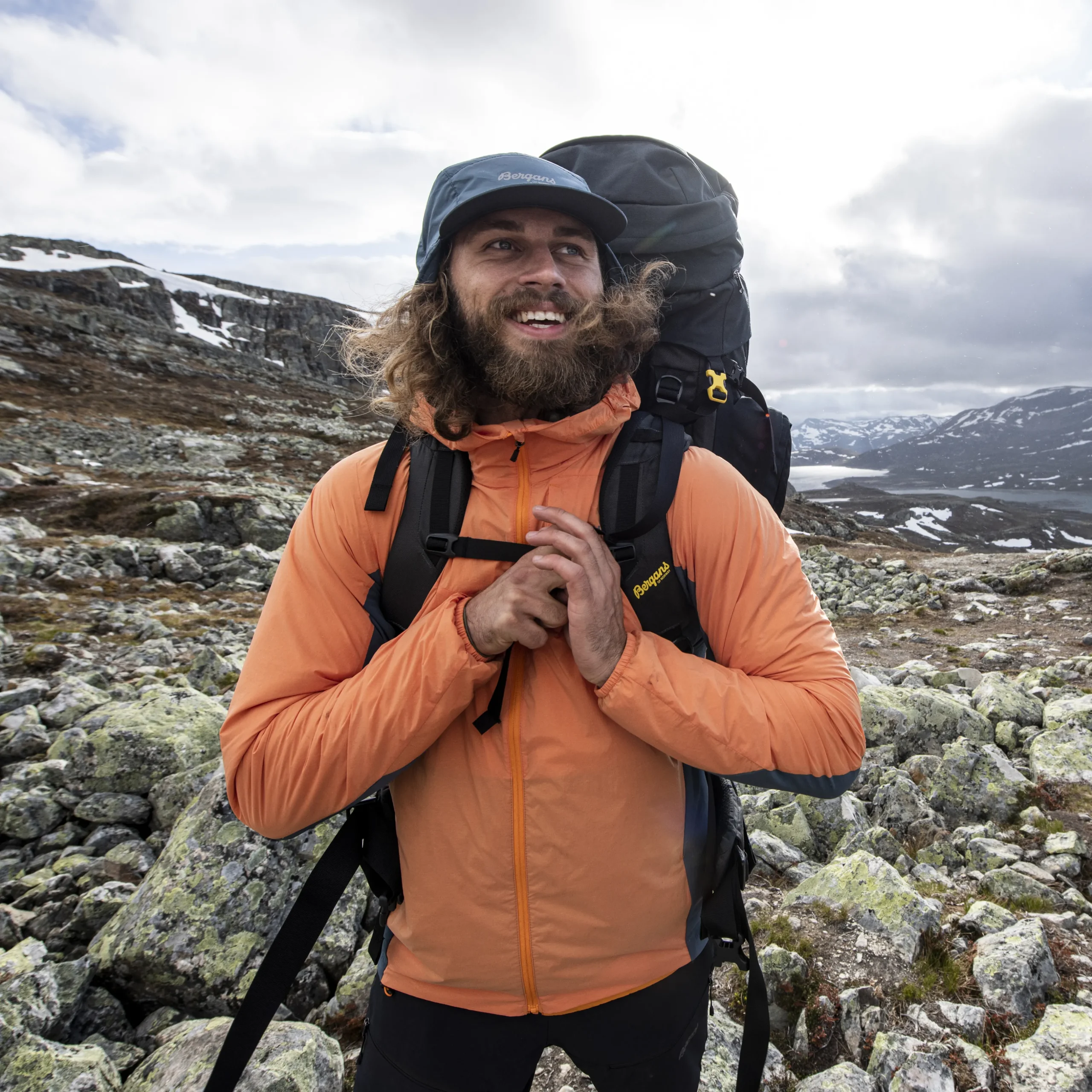 Clearance Bergans Rabot Lt Windbreaker Jacket - Cloudberry Yellow / Orion Blue