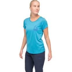 Fashion Bergans Rabot Mount Wool Tee Women - Aqua Lagoon