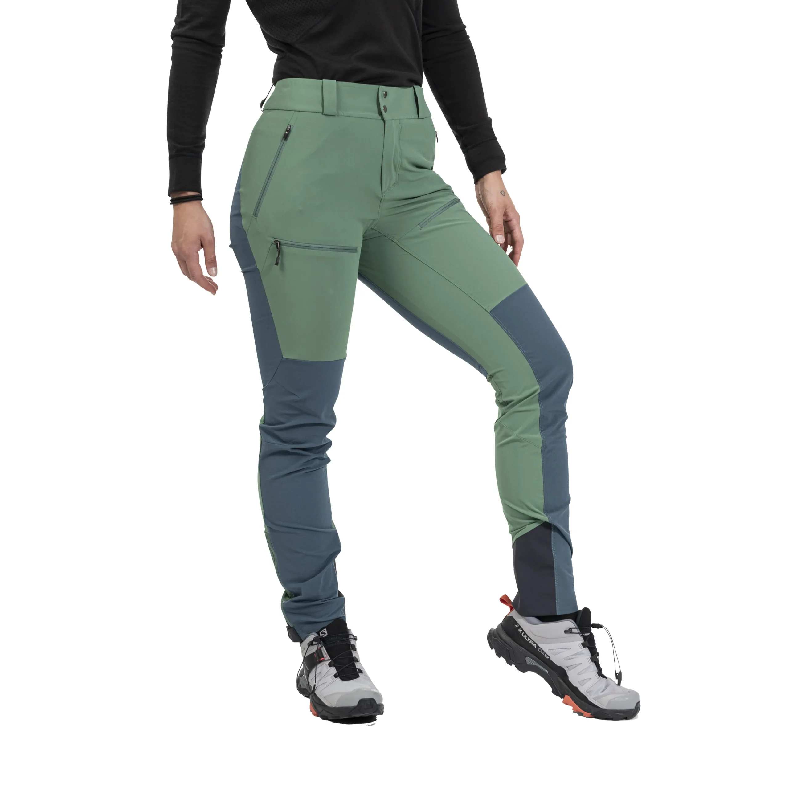 Hot Bergans Rabot Softshell Pants Women - Dark Jade Green / Orion Blue