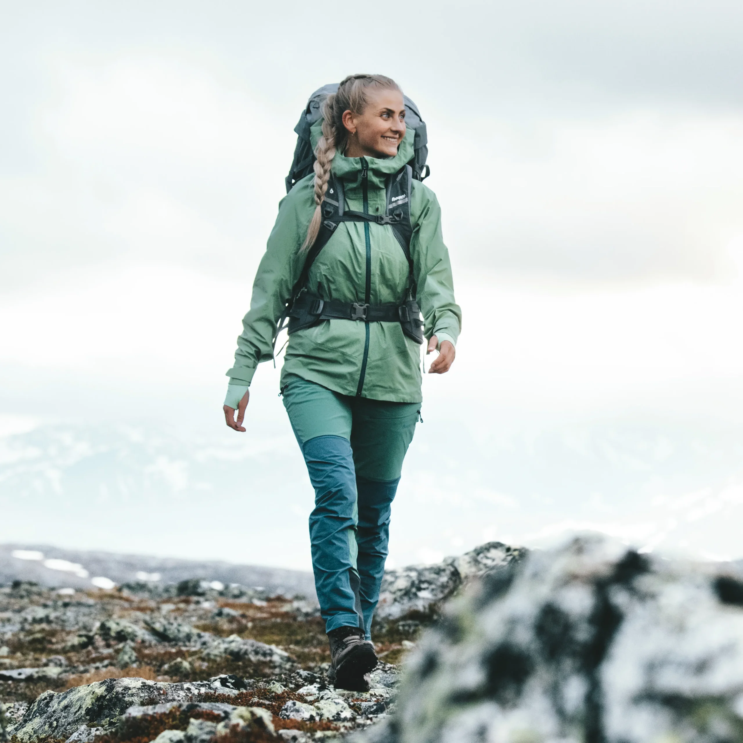 Hot Bergans Rabot Softshell Pants Women - Dark Jade Green / Orion Blue
