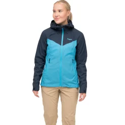 Cheap Bergans Rabot Windbreaker Jacket Women - Aqua Lagoon / Navy Blue