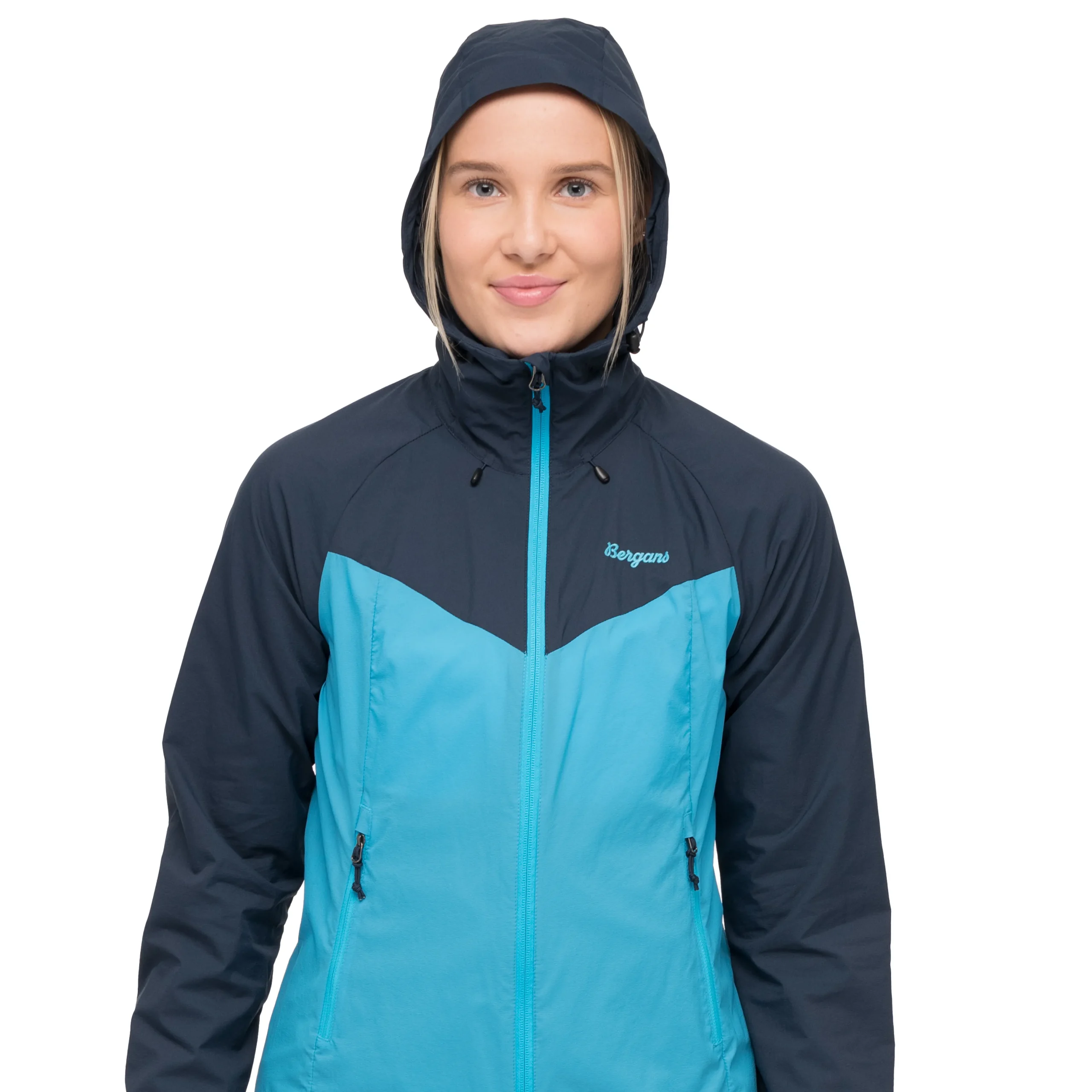 Cheap Bergans Rabot Windbreaker Jacket Women - Aqua Lagoon / Navy Blue