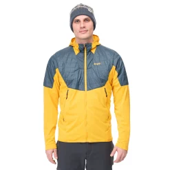 New Bergans Senja Midlayer Hood Jacket - Light Golden Yellow / Orion Blue