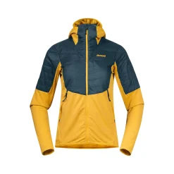 Store Bergans Senja Midlayer Hood W Jacket - Light Golden Yellow / Orion Blue