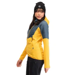 Store Bergans Senja Midlayer Hood W Jacket - Light Golden Yellow / Orion Blue