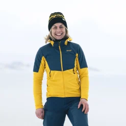 Store Bergans Senja Midlayer Hood W Jacket - Light Golden Yellow / Orion Blue
