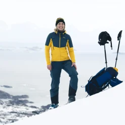 Store Bergans Senja Midlayer Hood W Jacket - Light Golden Yellow / Orion Blue