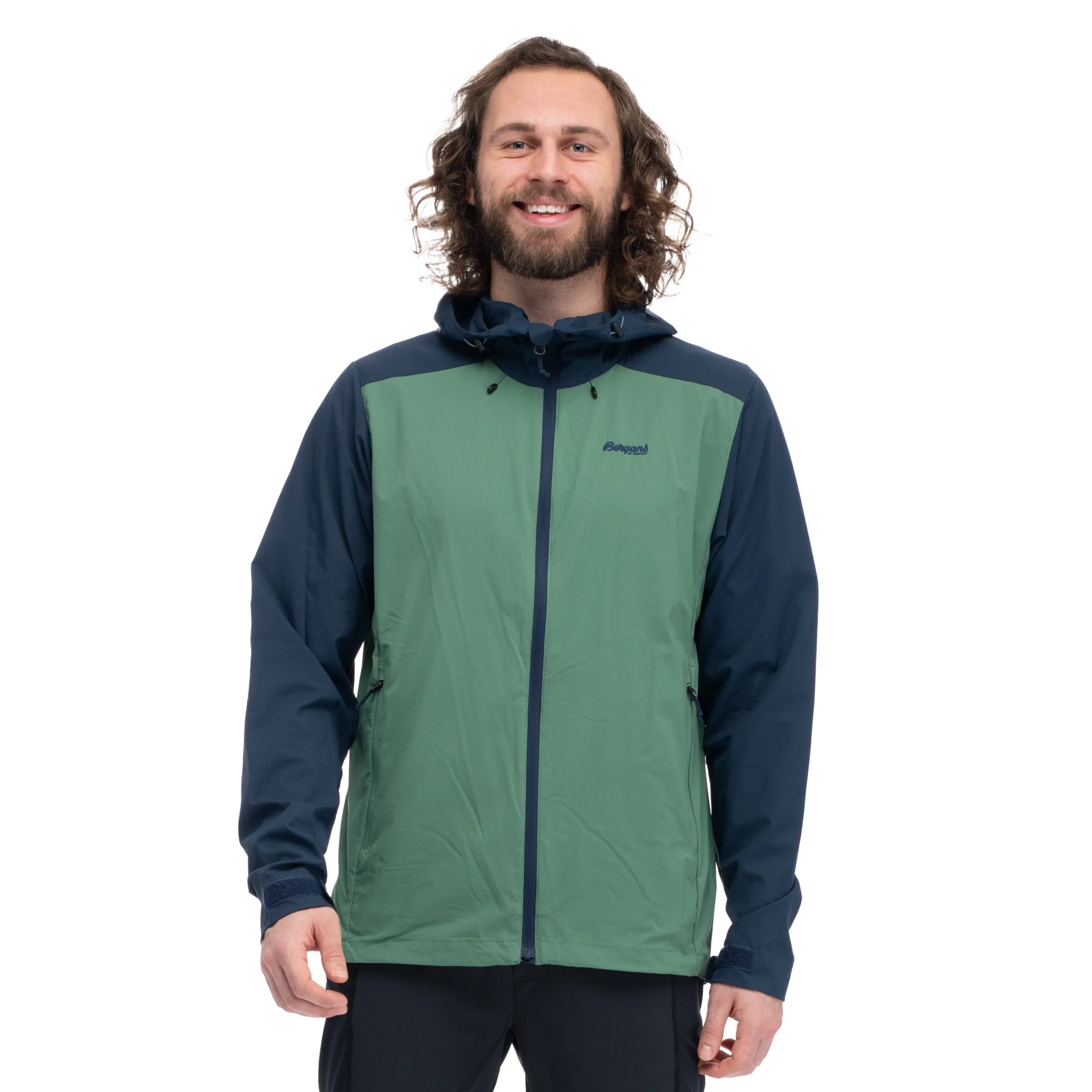 Online Bergans Skar Light Windbreaker Jacket Men - Dark Jade Green / Navy Blue
