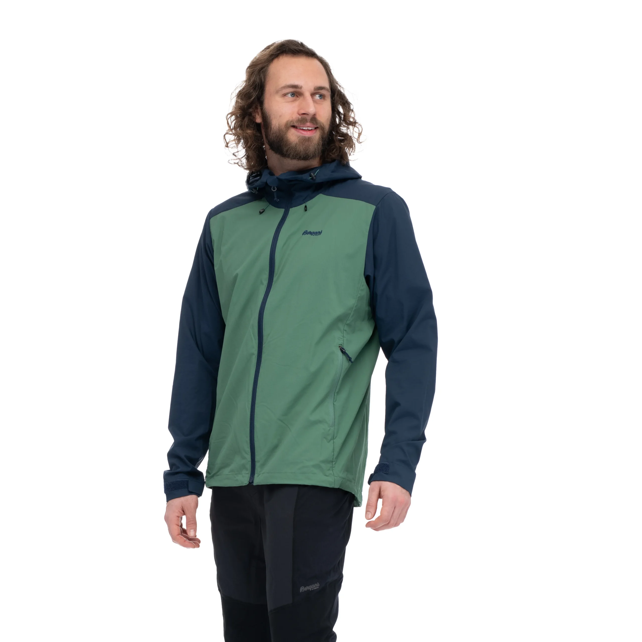 Online Bergans Skar Light Windbreaker Jacket Men - Dark Jade Green / Navy Blue