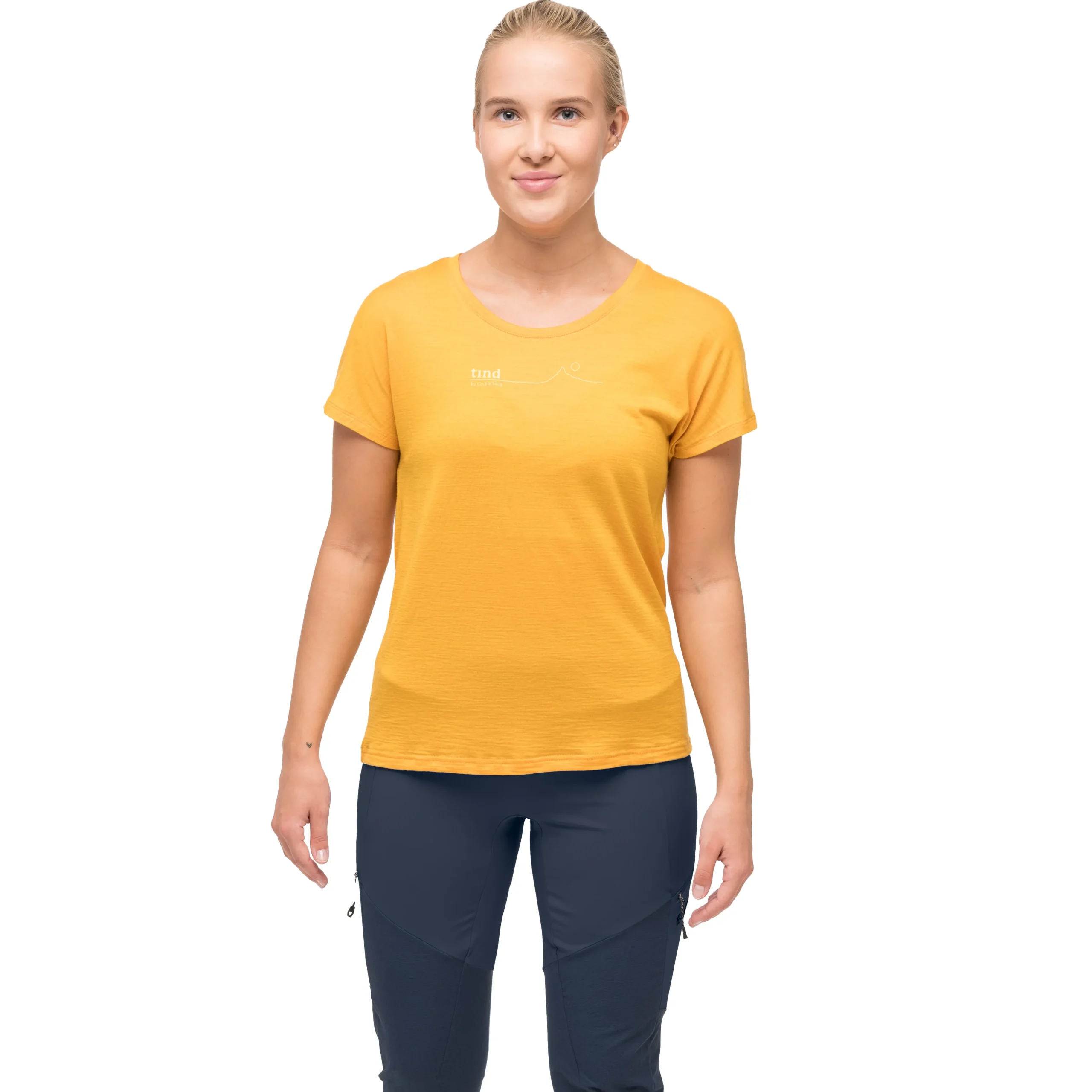 Flash Sale Bergans Tind Crux Merino Tee Women - Marigold Yellow / Buttercup Yellow Moon Peak