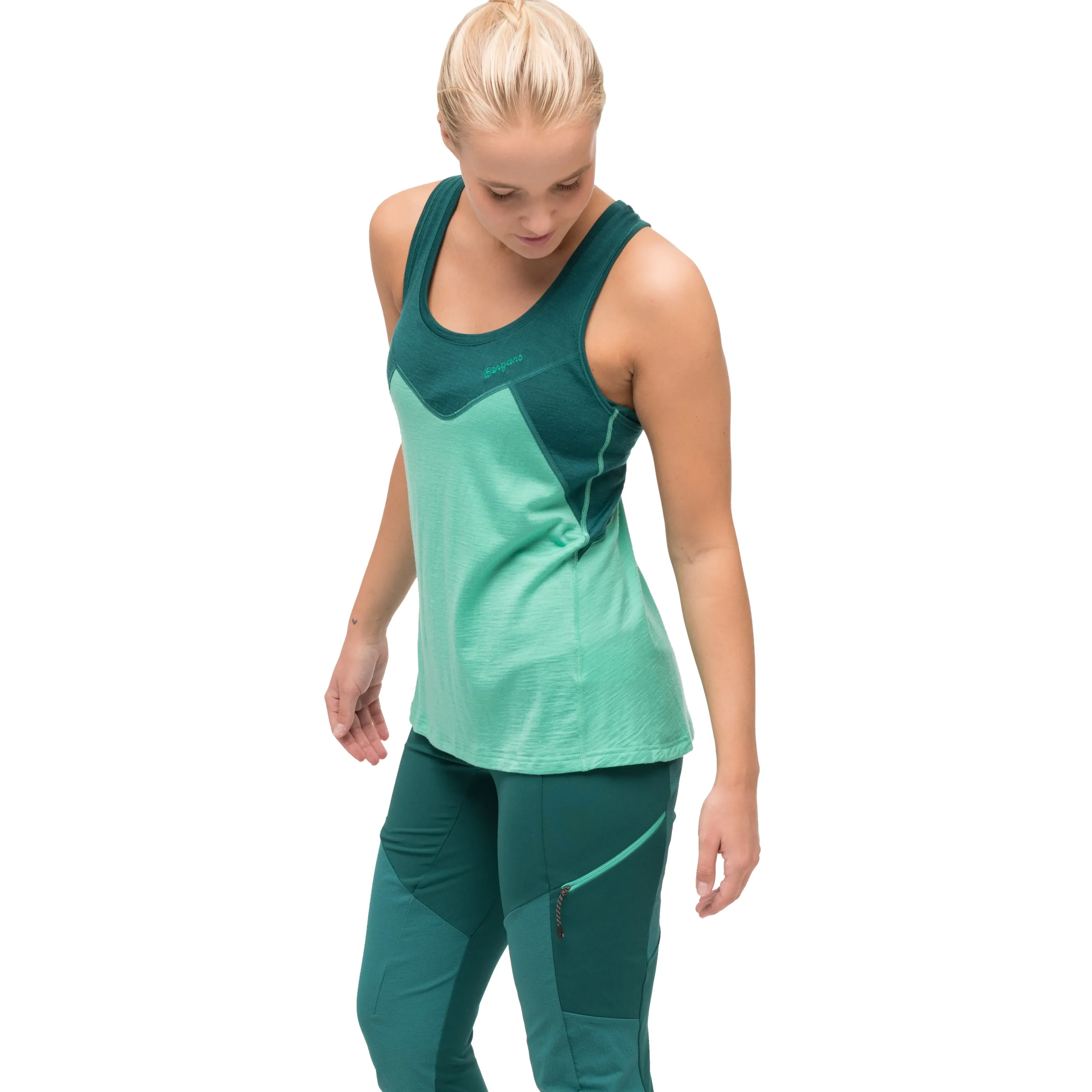 New Bergans Tind Wool Top Women - Light Malachite Green / Malachite Green