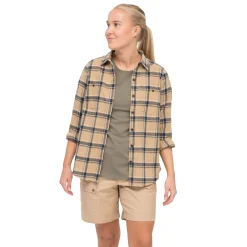 Discount Bergans Tovdal W Shirt - Warm Sand / Navy Blue Check