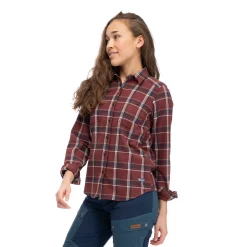 Store Bergans Tovdal W Shirt - Amarone Red / Dark Shadow Grey Check