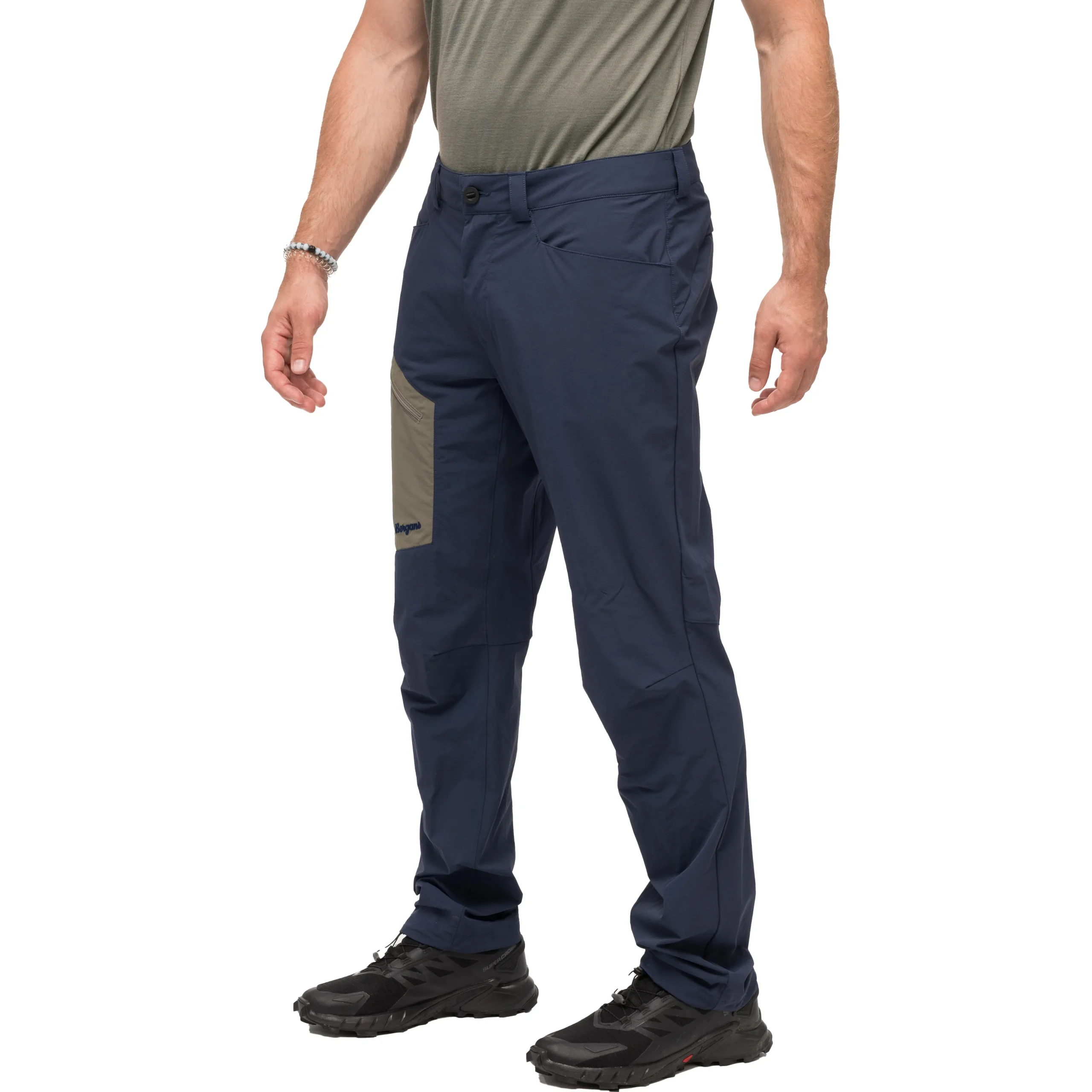 New Bergans Vaagaa Light Softshell Pants Men - Navy Blue / GreenMud