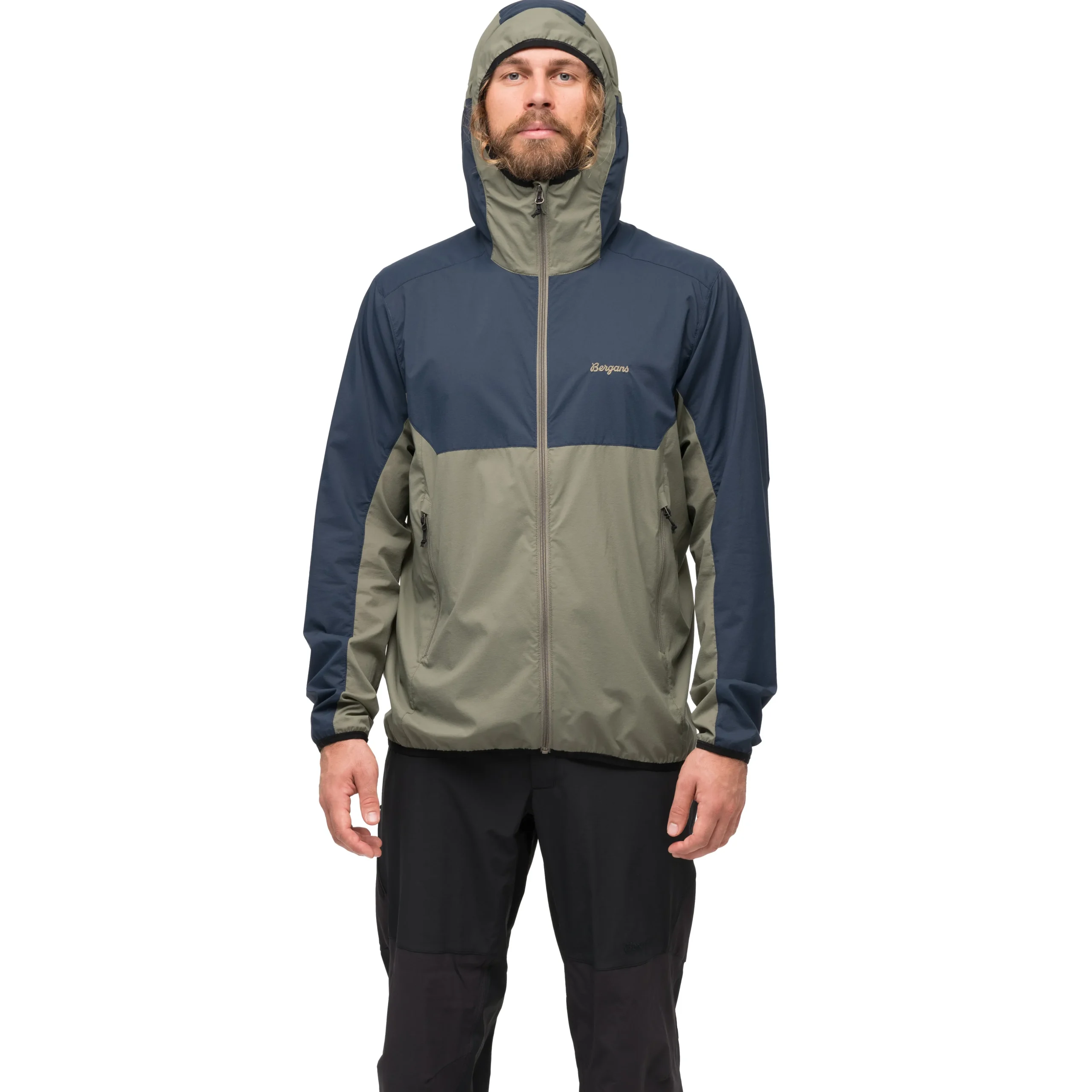 Online Bergans Vaagaa Windbreaker Jacket Men - Green Mud / Navy