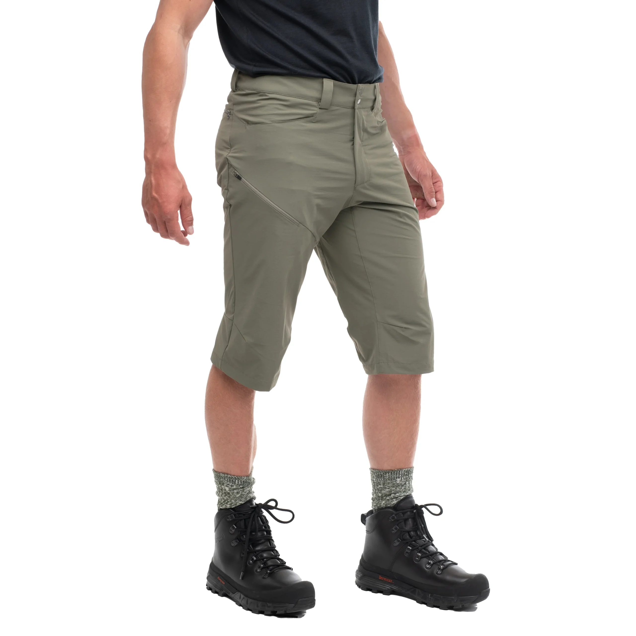 Outlet Bergans Vandre Light Softshell Long Shorts Men - Green Mud