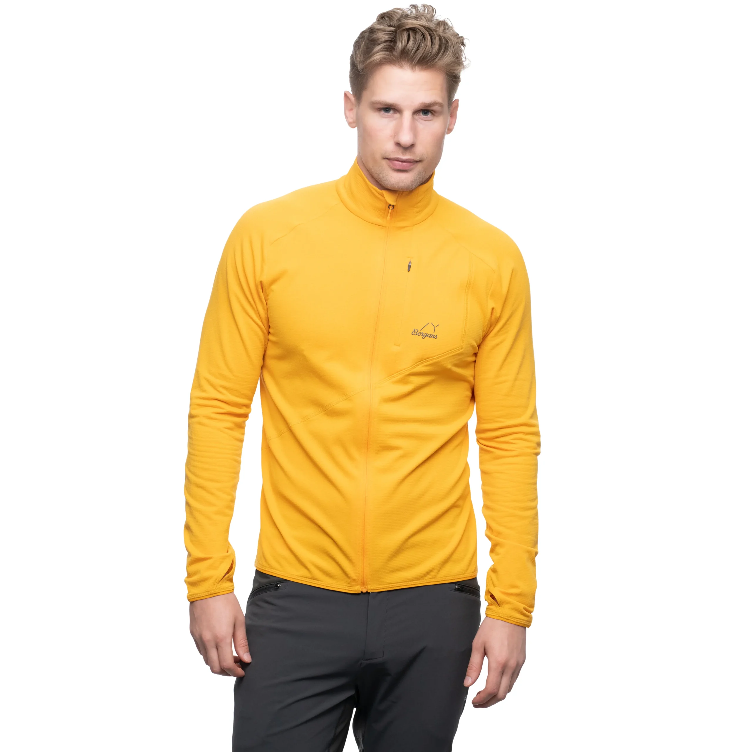 Cheap Bergans Y LightLine Essence Midlayer Jacket Men - Mango Yellow