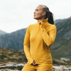 Clearance Bergans Y LightLine Essence Midlayer Jacket Women - Mango Yellow