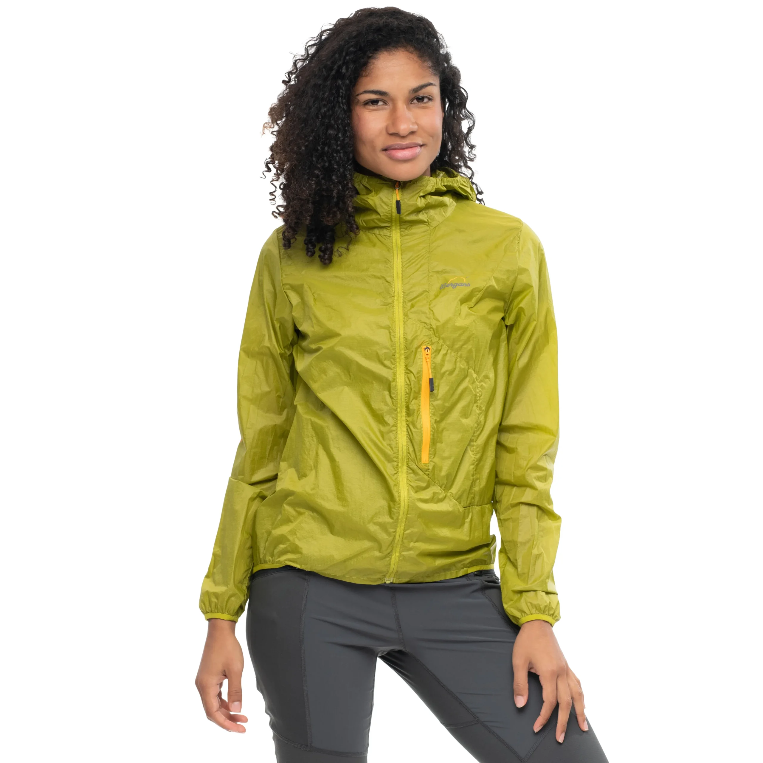 New Bergans Y LightLine Pure Windbreaker Jacket Women - Golden Lime Green