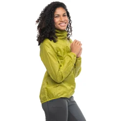 New Bergans Y LightLine Pure Windbreaker Jacket Women - Golden Lime Green