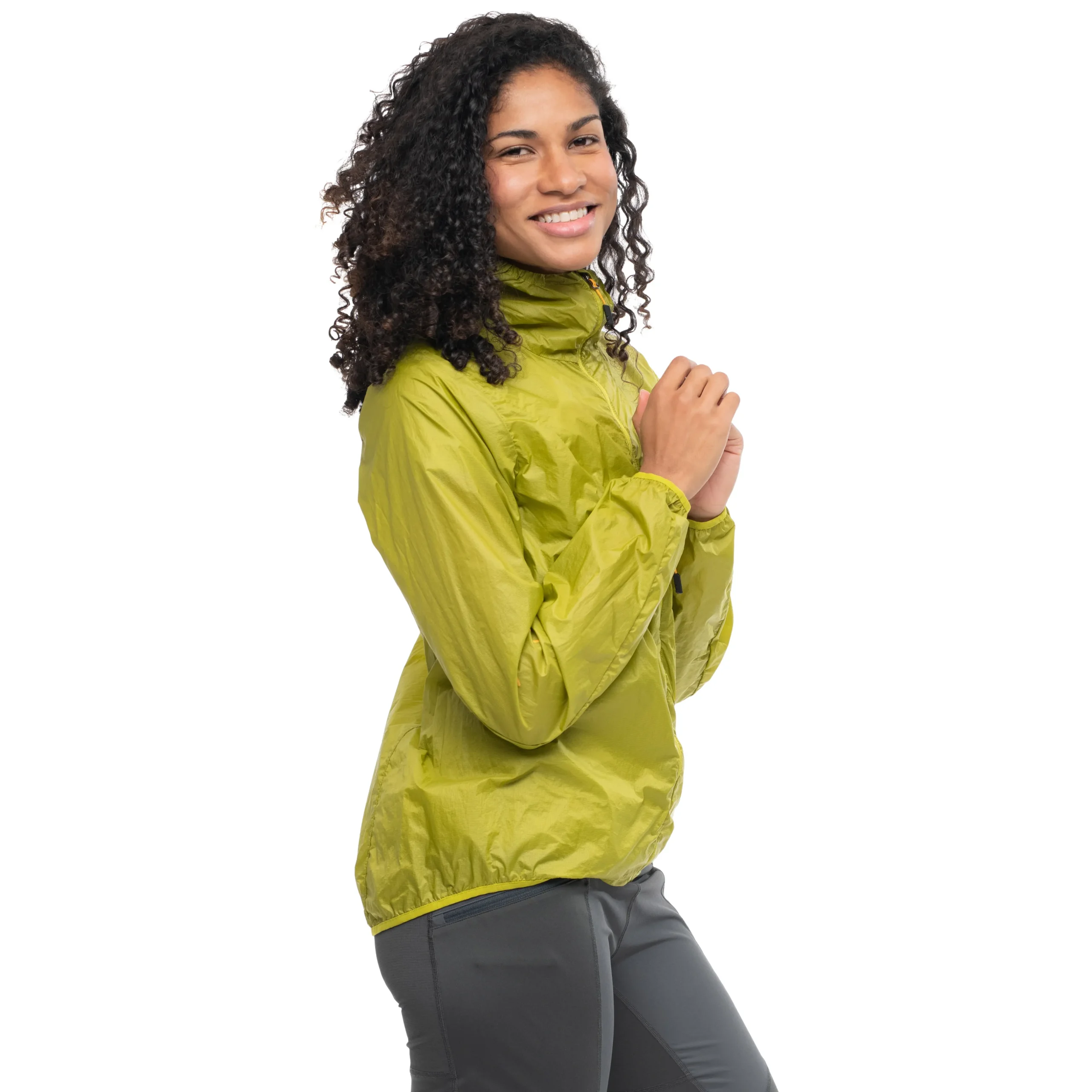 New Bergans Y LightLine Pure Windbreaker Jacket Women - Golden Lime Green