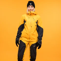 Outlet Bergans Y MountainLine Hybrid Softshell Jacket Women - Mango Yellow / Dark Shadow Grey