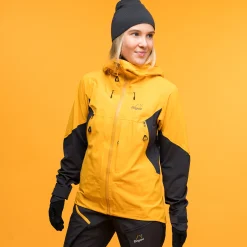 Outlet Bergans Y MountainLine Hybrid Softshell Jacket Women - Mango Yellow / Dark Shadow Grey