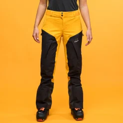 Discount Bergans Y MountainLine Hybrid Softshell Pants Women - Mango Yellow / Dark Shadow Grey
