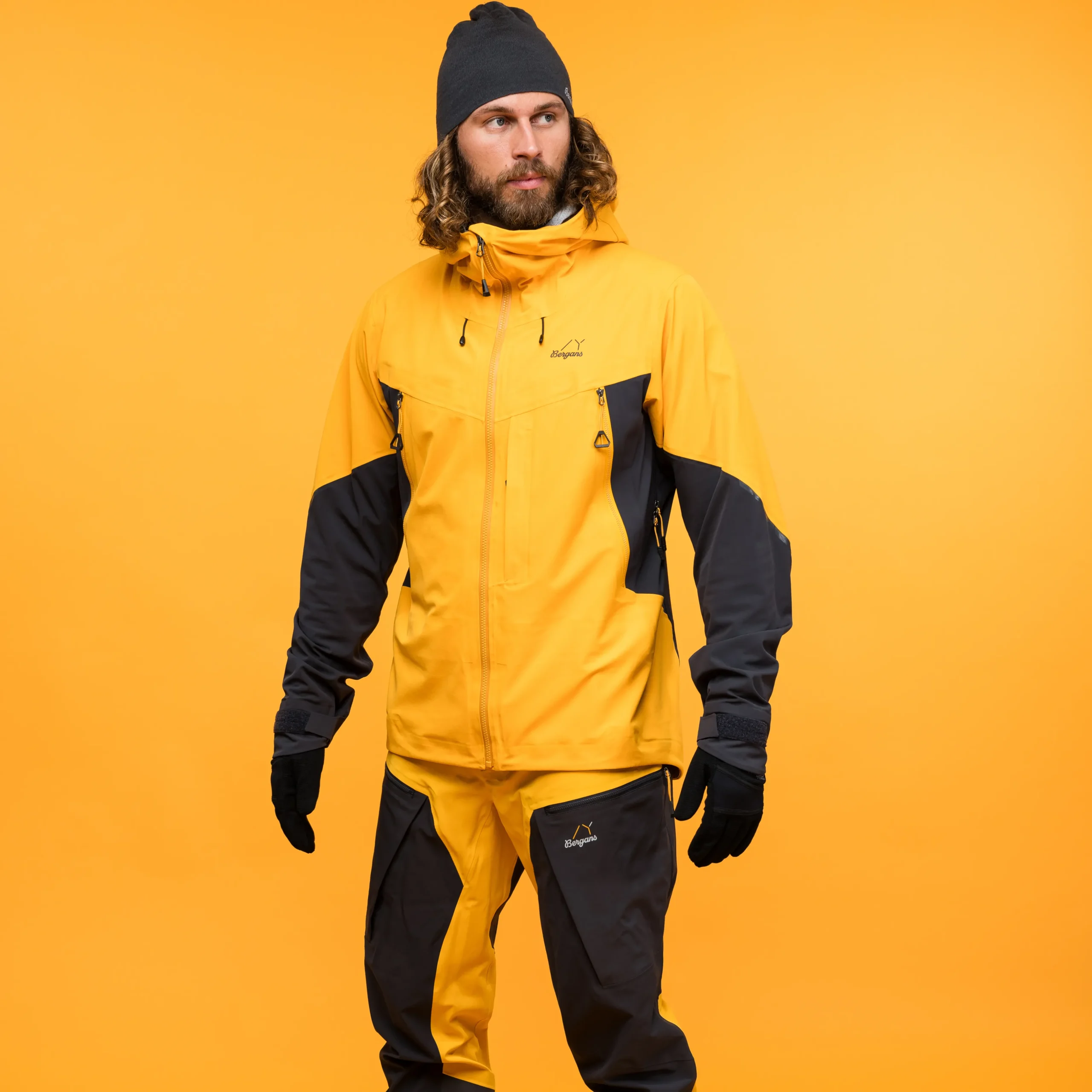 Online Bergans Y MountainLine Hybrid Softshell Jacket Men - Mango Yellow / Dark Shadow Grey