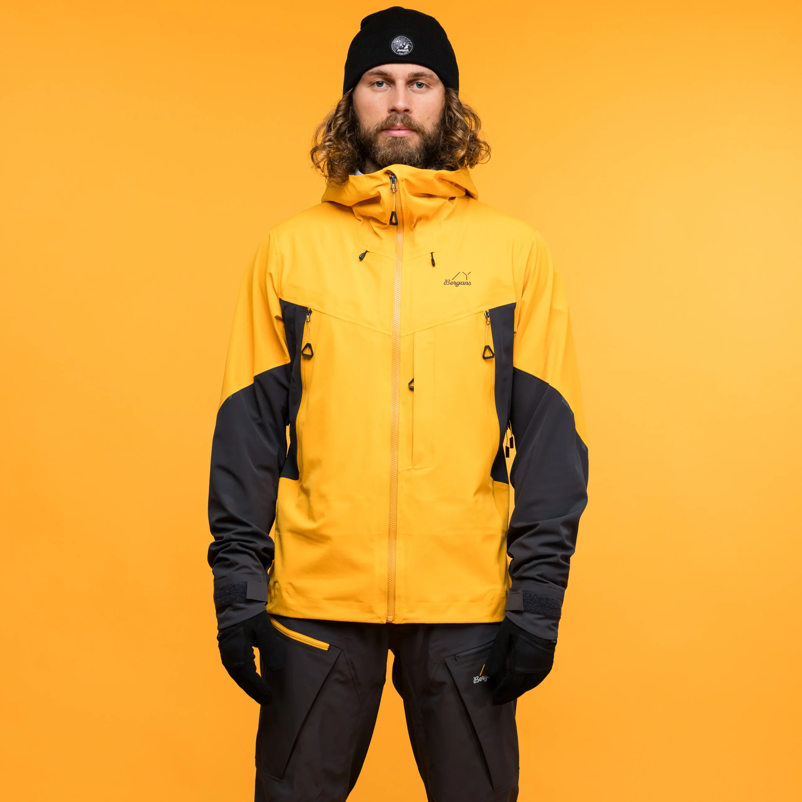 Online Bergans Y MountainLine Hybrid Softshell Jacket Men - Mango Yellow / Dark Shadow Grey